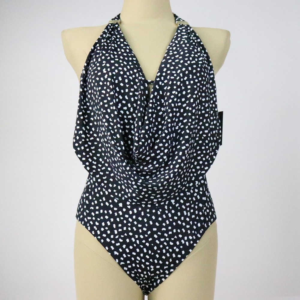 BAR III Starry Night Plunge Halter One Piece Swimsuit Swimwear